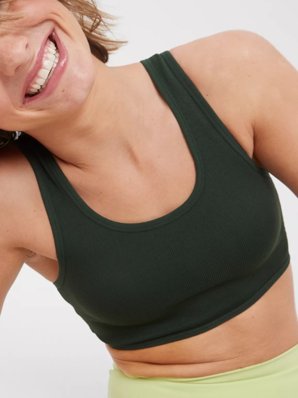 Offline By Aerie Women S Green Low Impact Seamless Twist Reversible Sports Bra